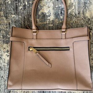 Call It Spring Taupe Pebbled Tote with Gold Hardware